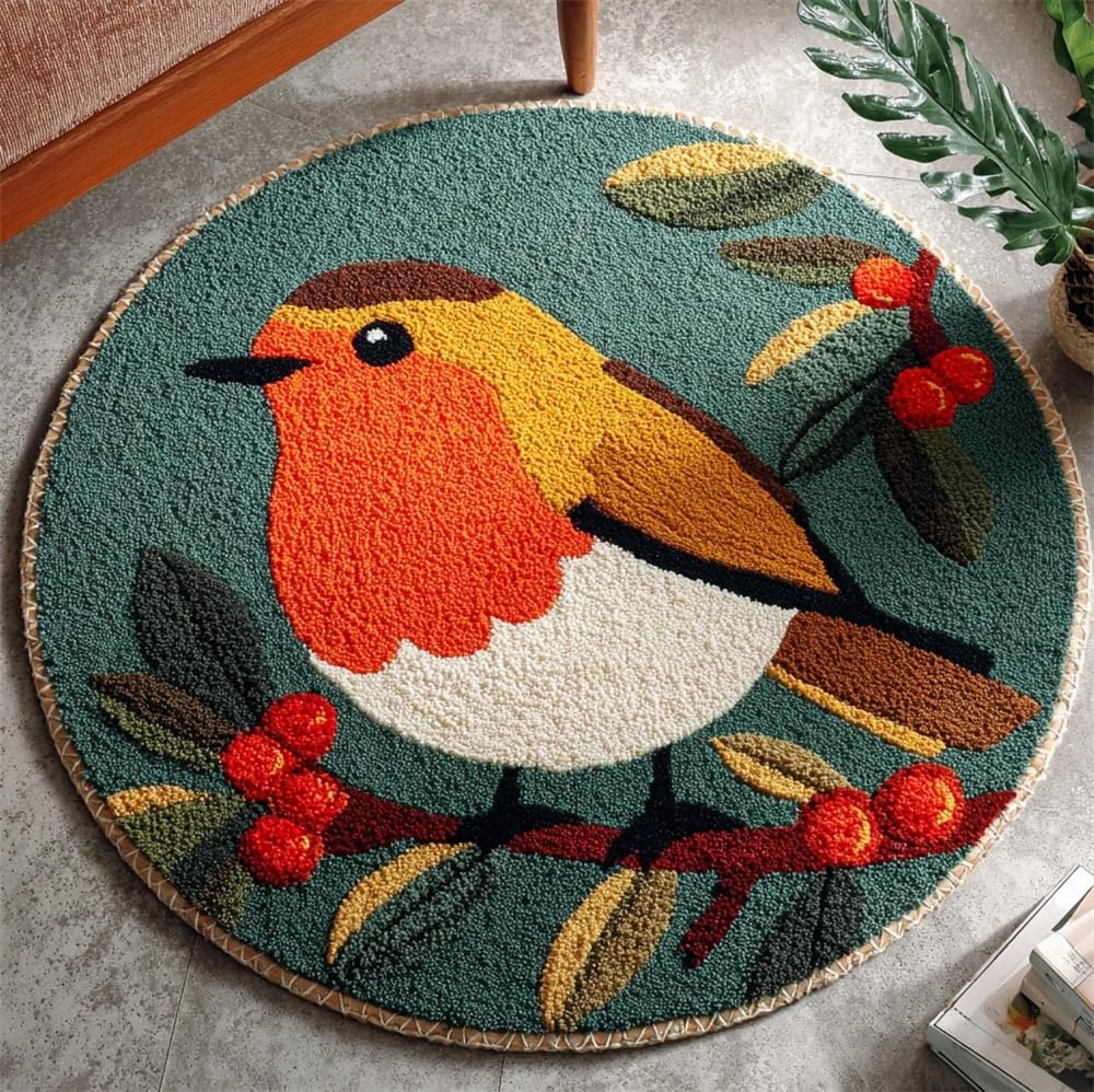 kitphoenix Latch Hook Kits for Adults, Robin Christmas Bird
