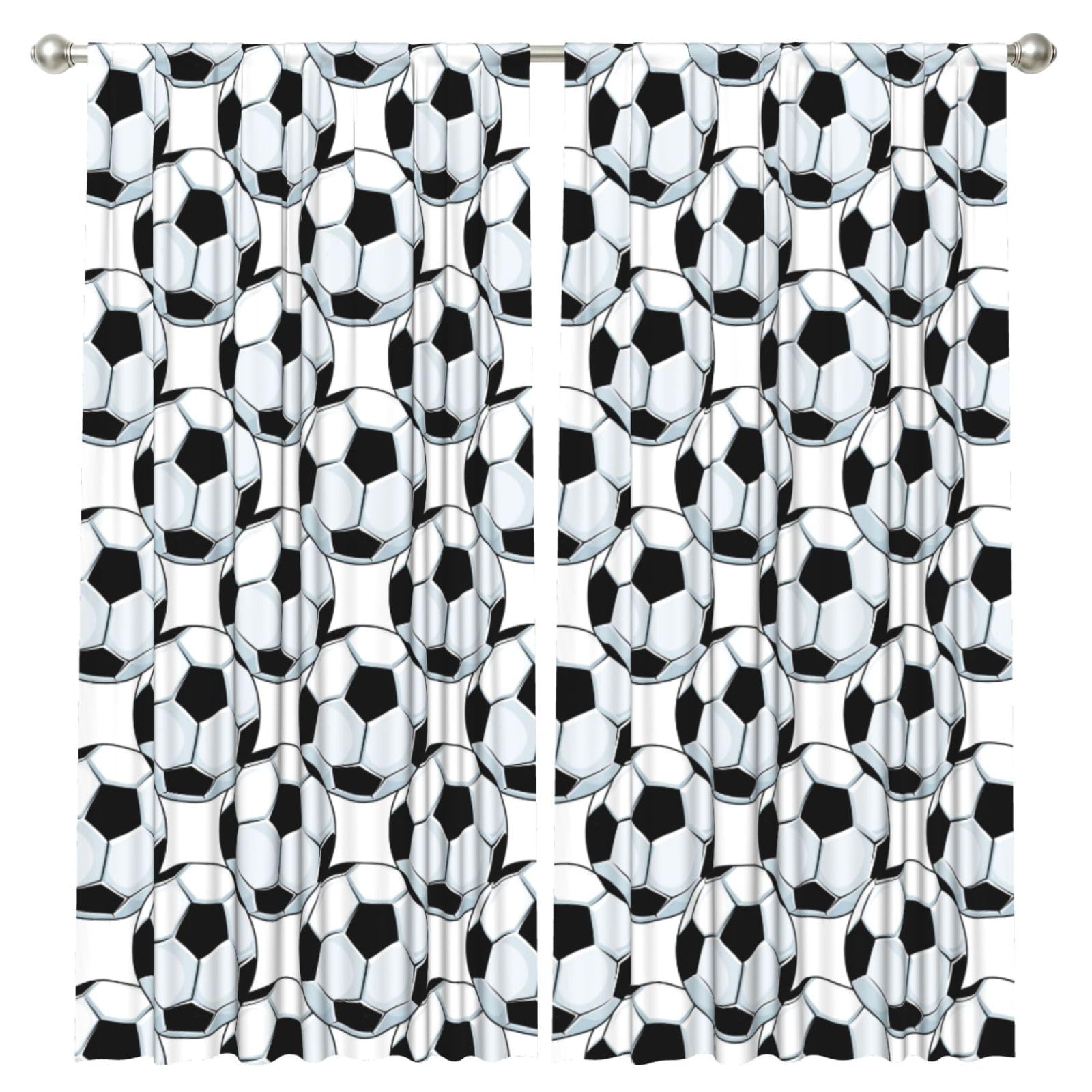 InOmak Football Soccer Balls Sports, 2 Panels Window Curtains 52 x 84 Inch Blackout Curtains for Living Room Bedroom