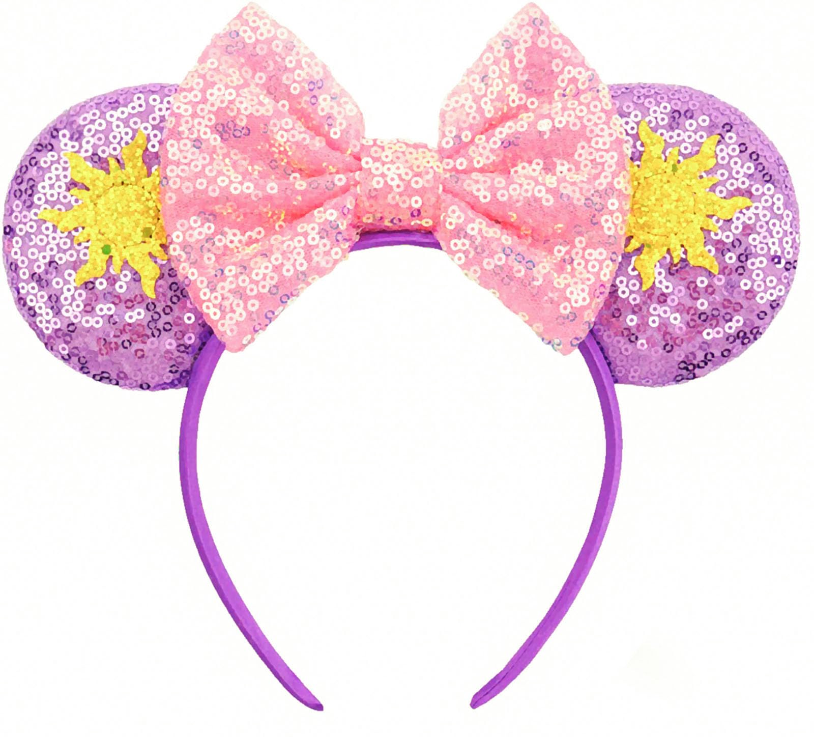 RAZKO Rapunzel Minnie Ears Headband, Sequin Flower Minnie 