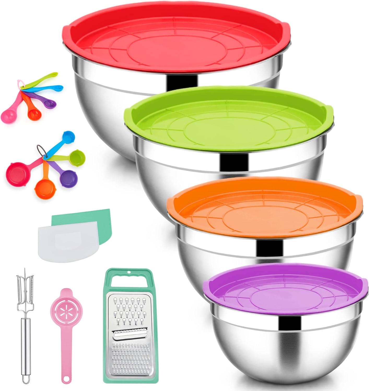 Joyfair Mixing Bowls for Baking, 19Piece Stainless Steel Mixing Bowls