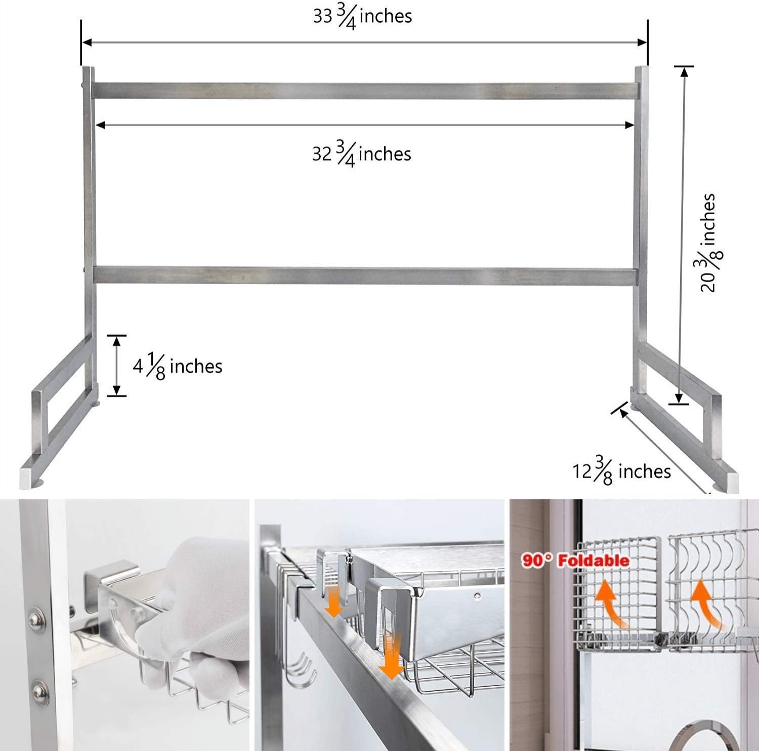 Onе-Dау Sаlе: Uр tо 70% оƒƒ Dish Drying Rack Over The Sink, Stainless Steel Drainer Organizer Shelf for Kitchen Supplies and Countertop Space Saver with Fully Customizable, Large Capacity (Silver) Blасk Frіdау - 50% оƒƒ Dish Drying Rack Over The Sink, Stainless Steel Drainer Organizer Shelf for Kitchen Supplies and Countertop Space Saver with Fully Customizable, Large Capacity (Silver)