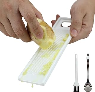 EIKS Ceramic Grater Plate for Grinding Ginger Wasabi Garlic Fruits Root Vegetable in Home Kitchen Cooking - 8.0" Long Shap...