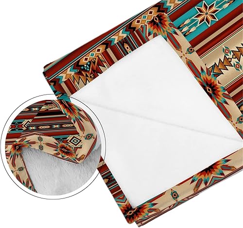 Miniatura 3 de GLENLCWE Manta de forro polar con estampado azteca de rayas nativas tribales, manta de franela esponjosa, manta de cama de microfibra suave y ligera