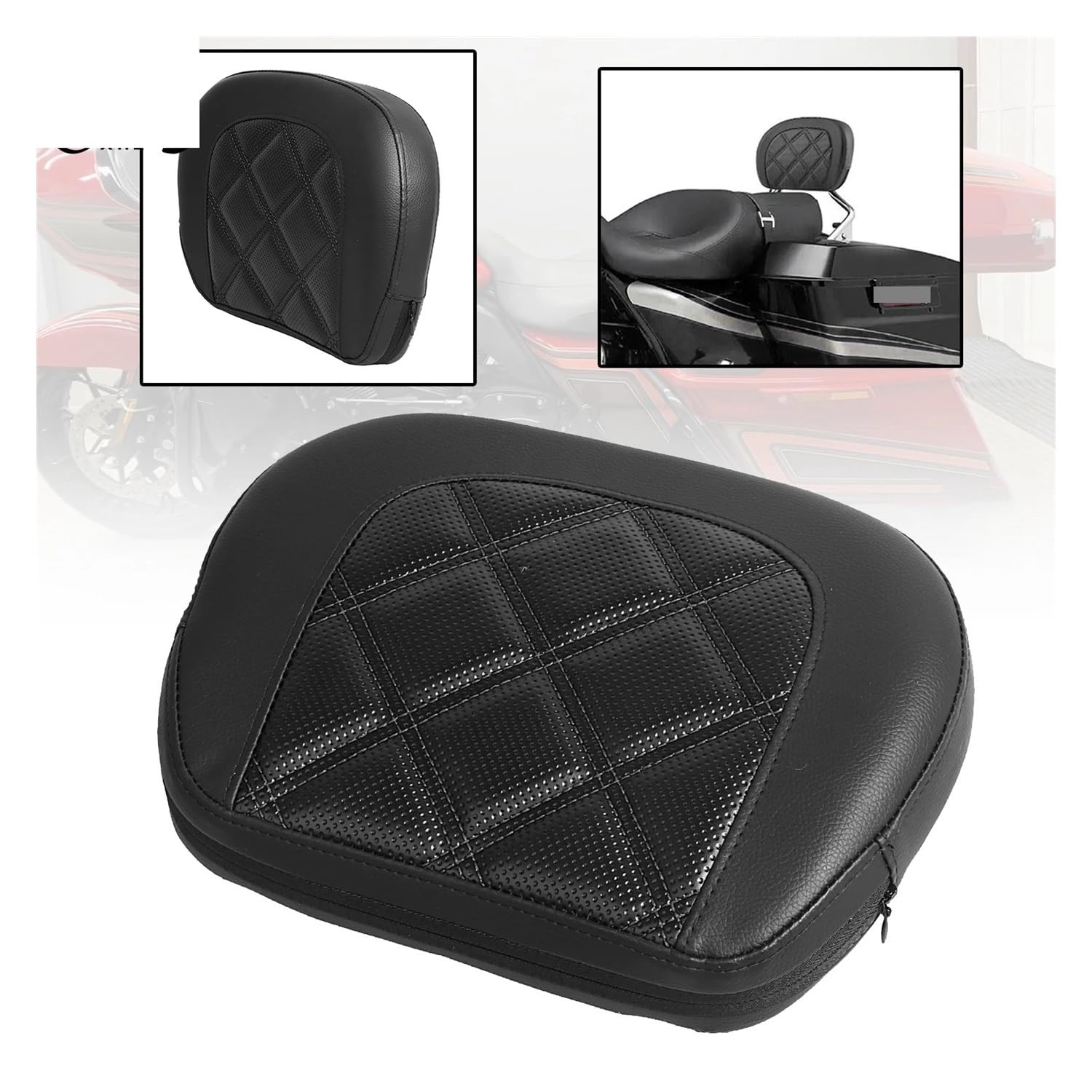 Schienale sedile passeggero Schienale Per Sissy Bar Passeggero In Pelle PU Per Motocicletta, Adatto Per, Per Touring, Per Electra, Per Glide, Per Ultra, Per King