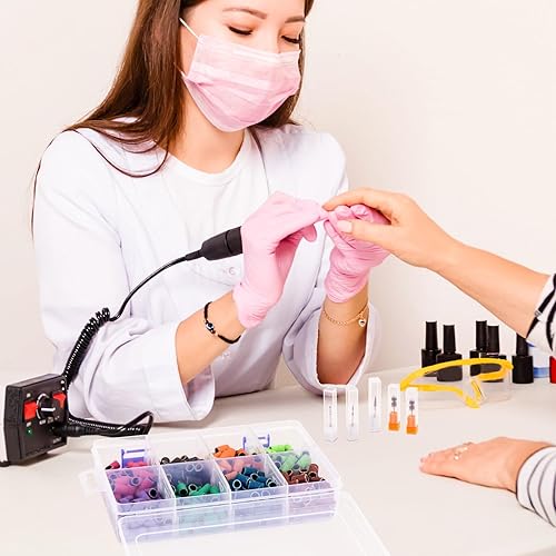 Miniatura 9 de Rolybag Bandas de lijado para taladro de uñas, 240 piezas, 3 colores, grano fino grueso, juego de arena Efile 80#120#180#240#, 2 brocas de uñas de