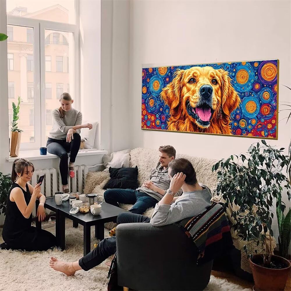 Zestaw do malowania po numerach dla dorosłych i początkujących, Golden Retriever zestaw do malowania według numerów, bez ramy, DIY, obraz akrylowy, rysunek, prezent, rysunek, lakier do relaksu i domu,