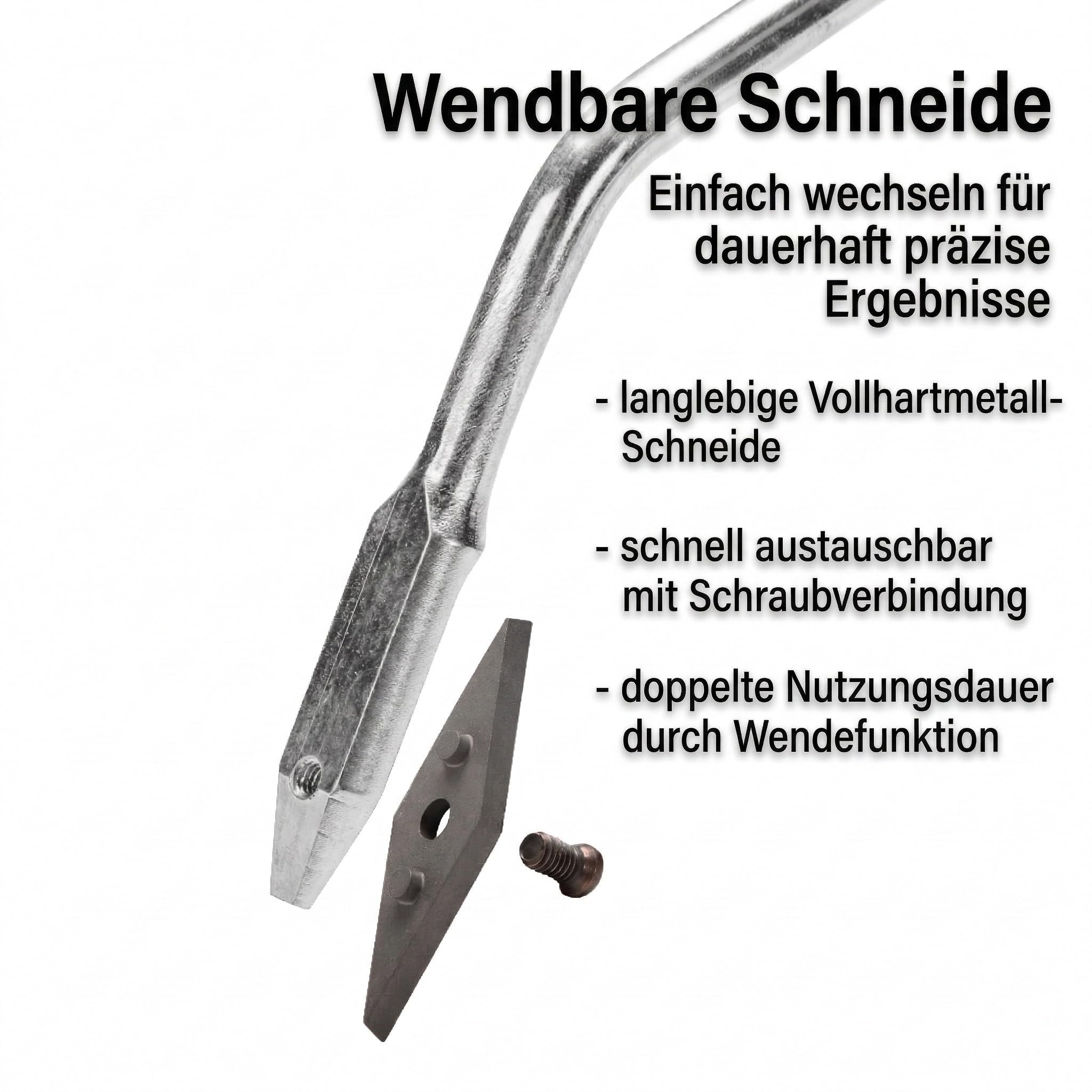 Fugenkratzer mit Stiel Fugenreiniger Unkrautkratzer Schneide aus Vollhartmetall verschleißfest wendbar Handgriff inkl. Teleskopstiel und Ersatzschneide