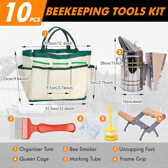 BeeCastle Kit de Herramientas Apicultura 9 Piezas con Bolsa Organizadora miniatura 3