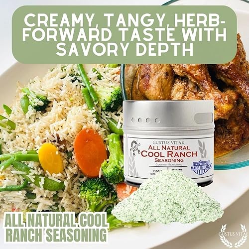 Miniatura 7 de All Natural Cool Ranch Seasoning - Auténtica mezcla de especias gourmet artesanales - Sin OMG - 2 oz - Lote pequeño - Lata magnética - Gustus Vitae