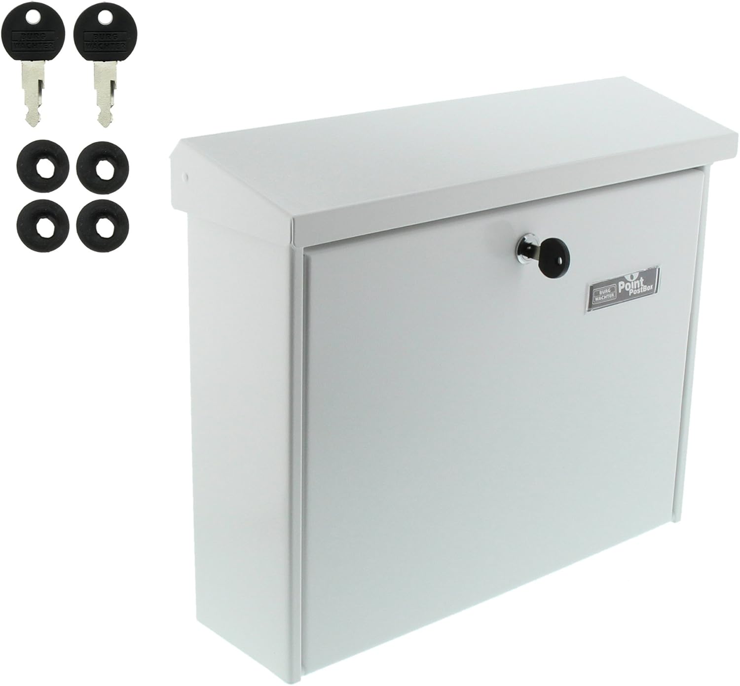 Burg-Wächter Letter Box with Opening Stop, A4 Format, Galvanised Steel, Journal 5867 W, White
