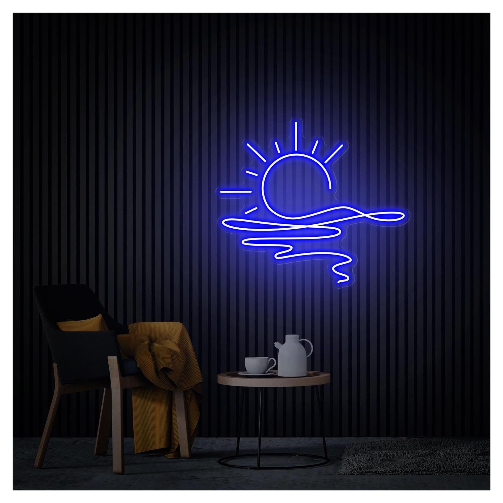 RONGCH Hanging Art Signs Sunrise Neon Sign,Suitable for Beach Shop Room Wall Decor with Dimmable 45cmx50cm(G)