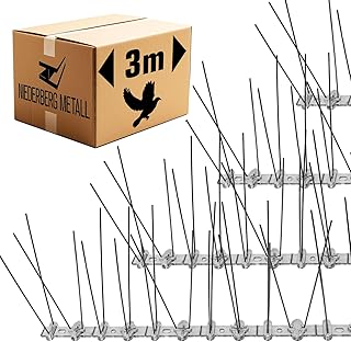 Taubenabwehr Spikes - 3 Meter Kunststoff Tauben Abwehrleiste mit 60 Vogel Abwehr Spikes - Taubenabwehr Balkon Vogelabwehr für Dachbalken - Vogelschutz Dach Solaranlage Photovoltaik