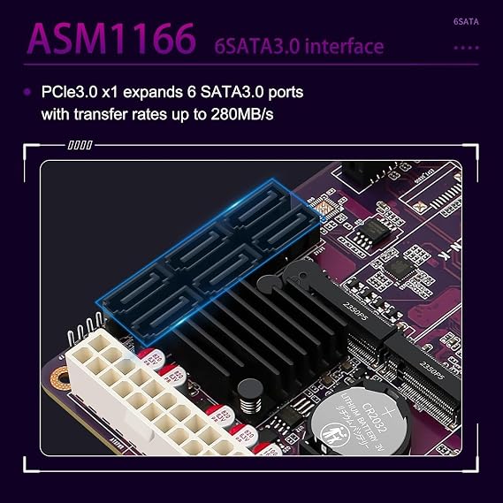 N100/N150 NAS Motherboard Mini-ITX, 4-Core Low Power Processor, 2X 2.5GbE Intel i226-V, 6X SATA 6Gbps, 2X M.2 NVMe 2280, 1x PCIe 3.0 x4, TF Slot, Dual 4K Display, 6X USB (N100+Motherboard)