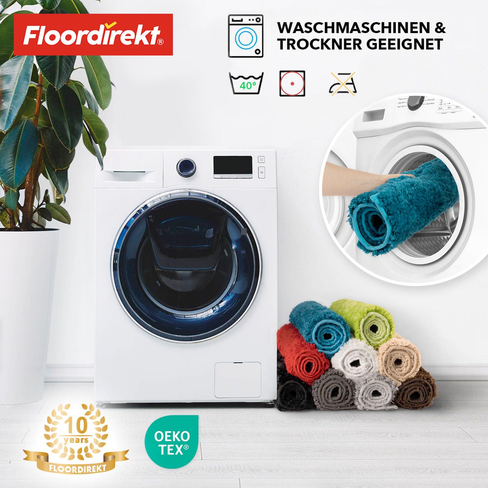 Floordirekt Badematte Sky, Badteppich in Rund, Dichtes, Flauschiges Wohlgefühl für Ihr Zuhause, Badvorleger rutschfest waschbar, schadstoffgeprüft (Silbergrau, 120 cm (Rund))