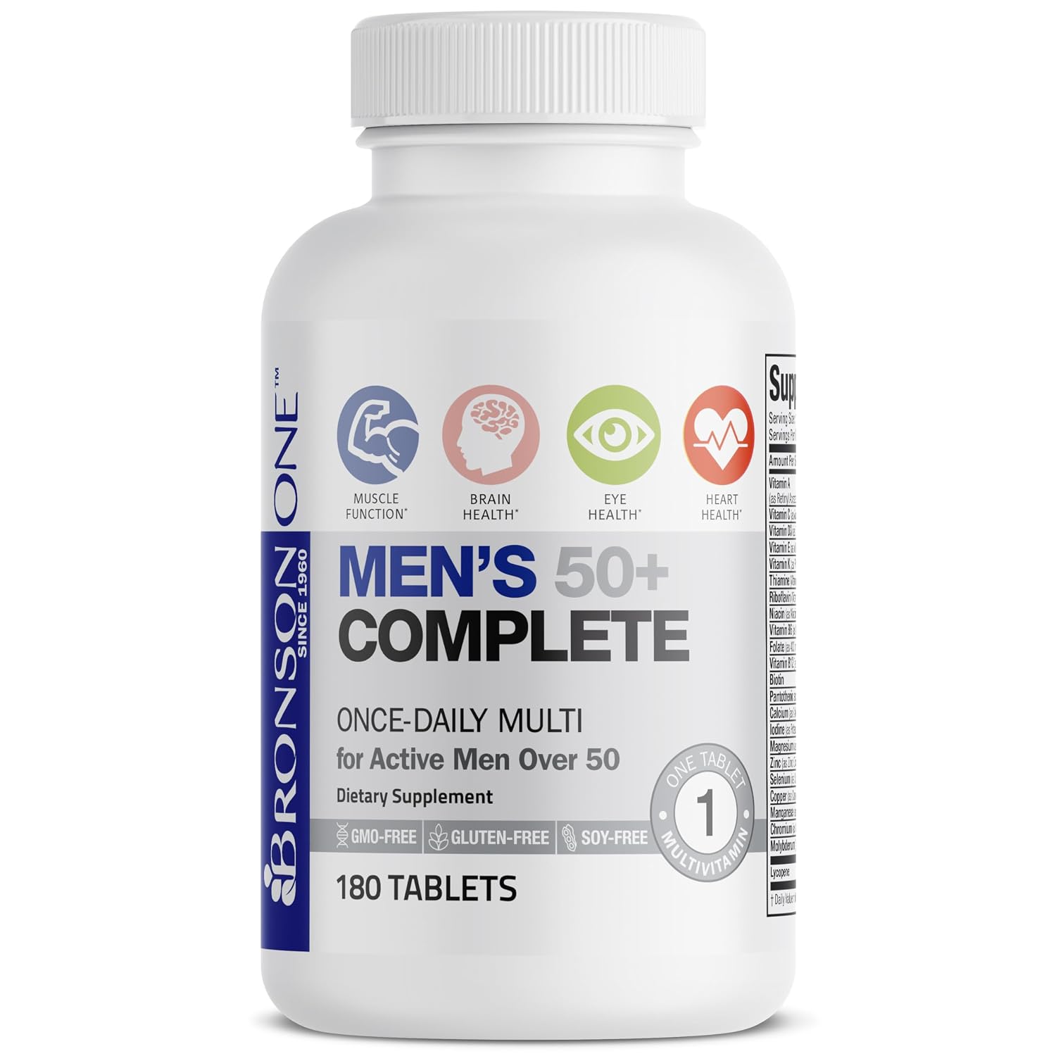 Bronson ONE Daily Mens 50+ Complete Multivitamin Multimineral, 180 Tablets - Image 5
