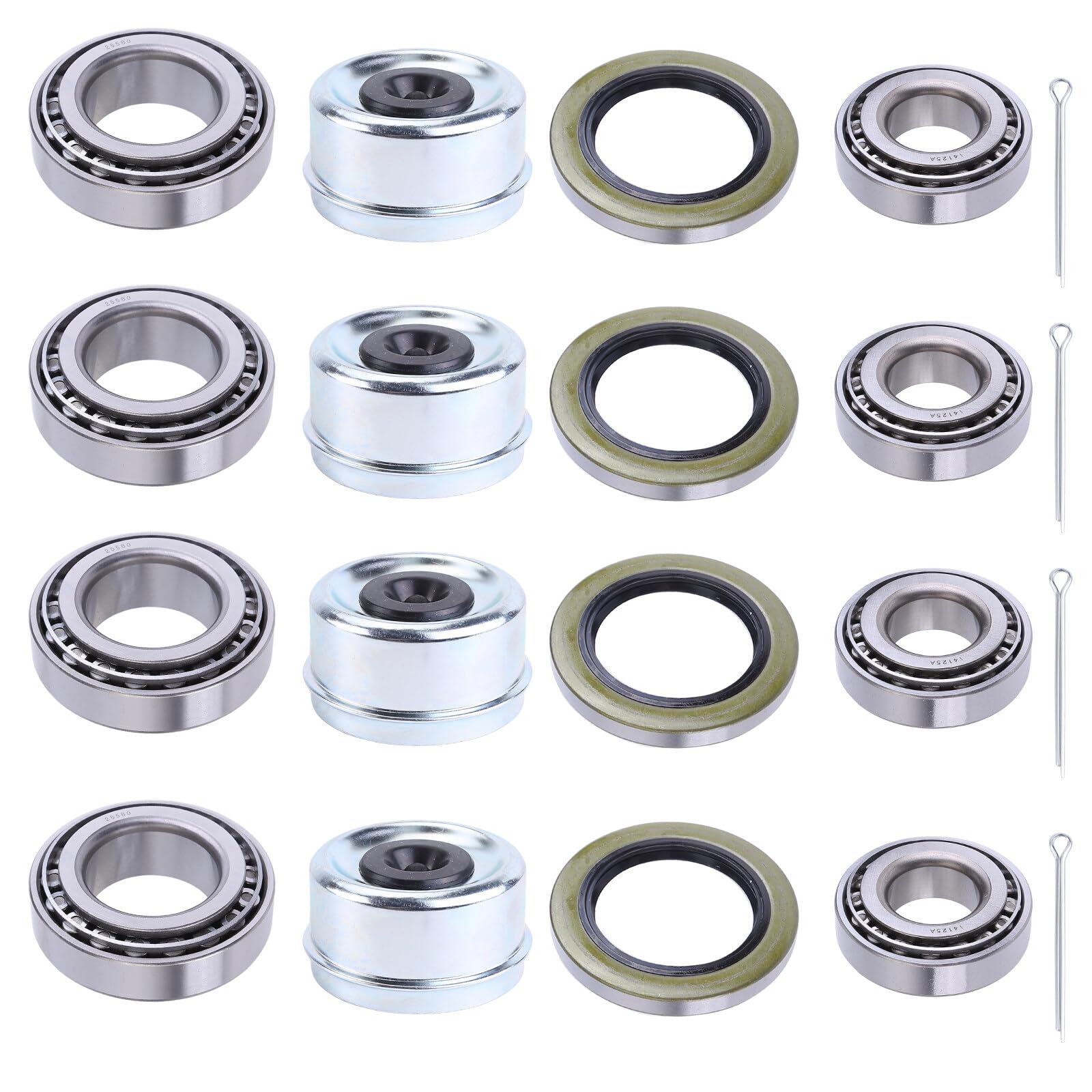 Slakerbe Boat Trailer Hub Wheel Axles Bearing Kits, 4 Sets 25580 14125A Trailer Bearings Kits Compatible with 6000# (8 lug) and 7000# axles from compatible for Dexter AL-Ko Quailty and others