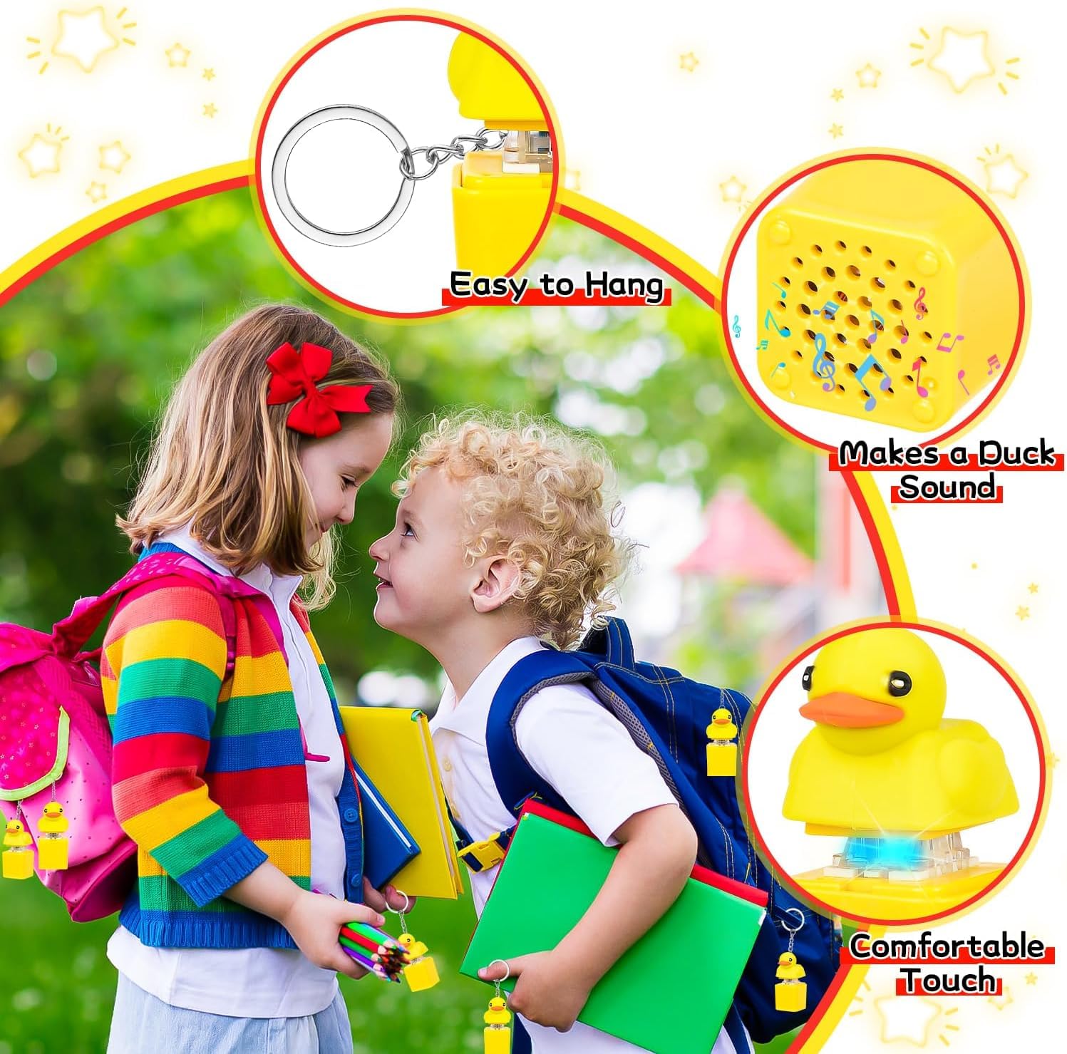 COLEESON 2Pcs Keyboard Fidget Toy, Ducky Keychain Fidget Keyboard with Lights and Sounds - Image 2