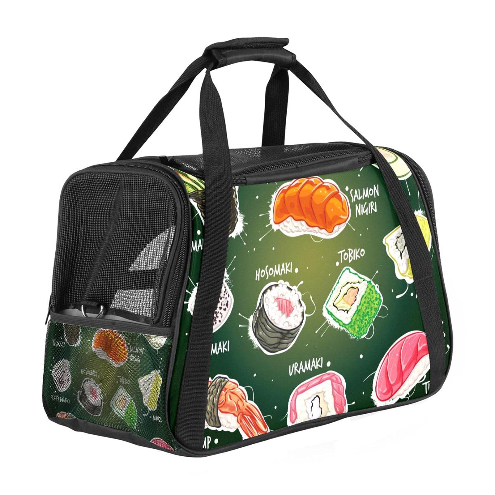 Sac de transport respirant imprimé vert pour petit chien et chat