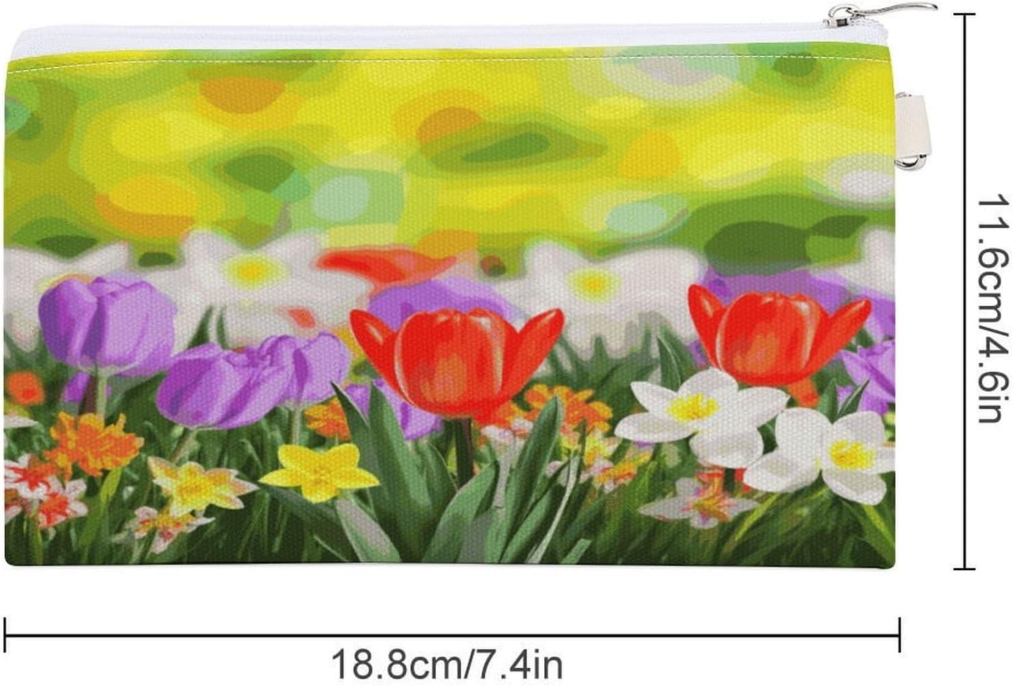 Spring Flowers Coin Purse,Travel Portable Keychain Wallet Canvas Coin Wallets Mini Zipper Tool Bag Lightweight Change Purse