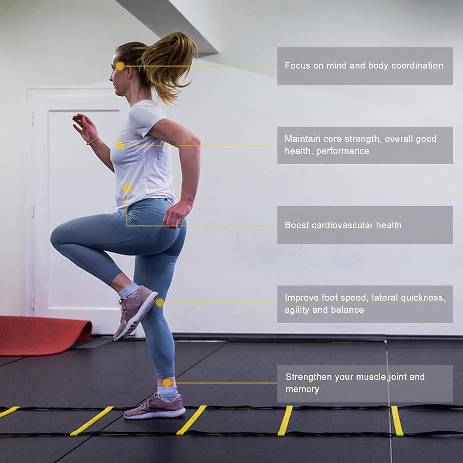 Agility Ladder Speed Training Equipment, Speed Ladder to Boost Fitness Increase Quick Footwork, Workout Equipment for Football Drills with Carrying Bag-Easy to Set Up : Sports & Outdoors