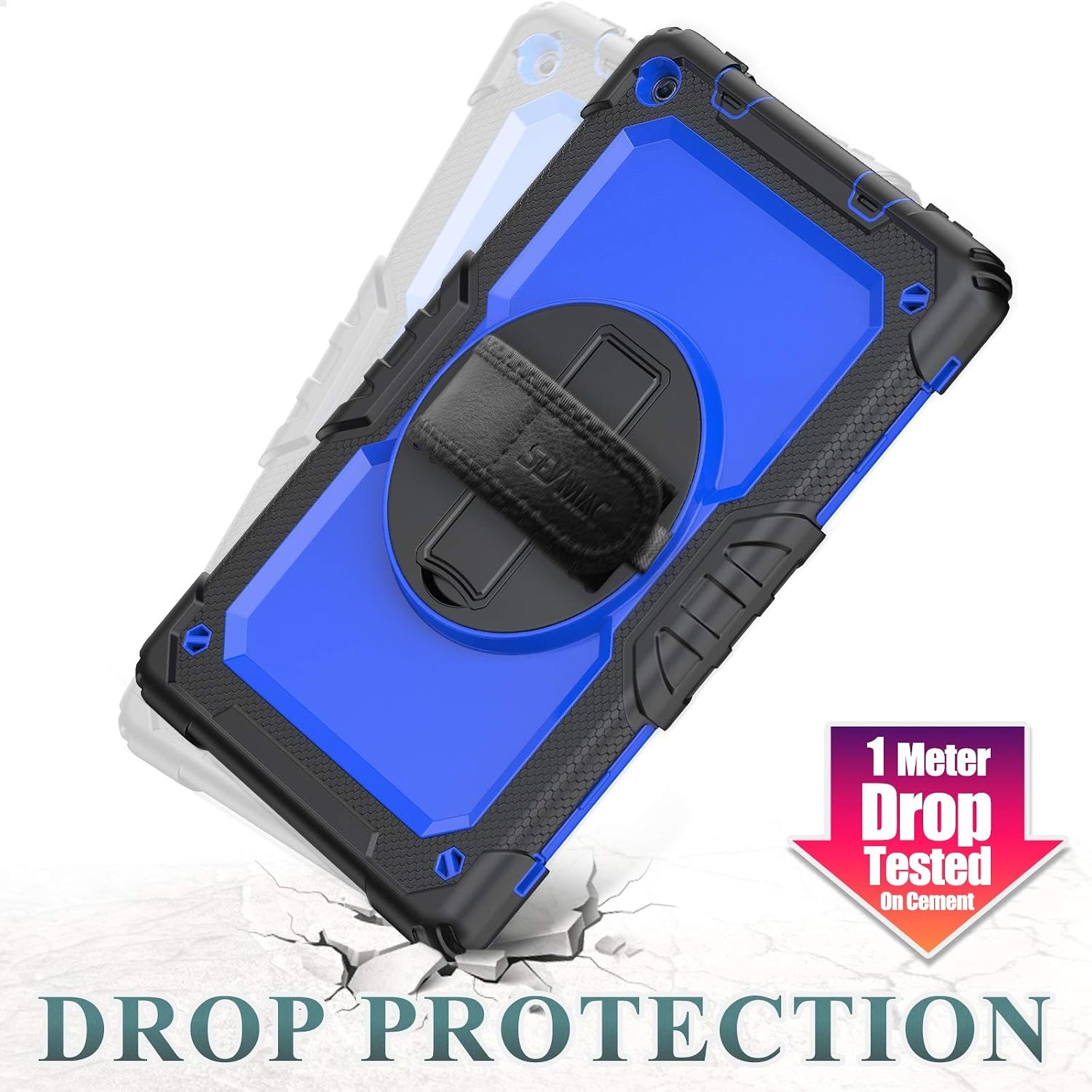 (NOT fit The 11th 2021) Amazon Fire HD 10 Tablet Case (9th/7th Generation 2019/2017) - (Blue+Black)