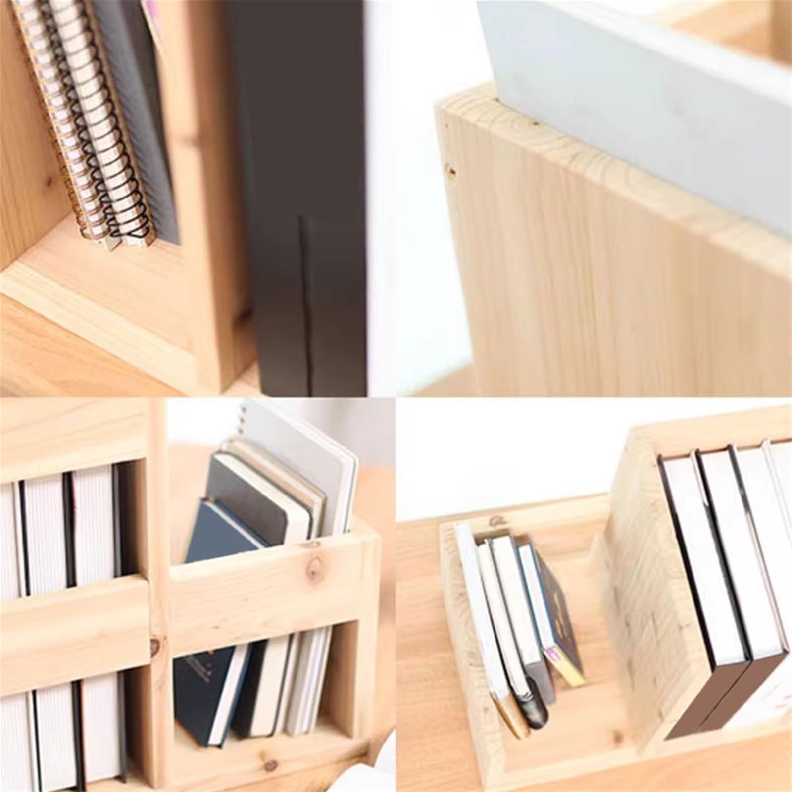 Minimalismus-Desktop-Organizer aus Holz, kleines Bücherregal, Präsentationsständer for das Heimbüro Regal Bücher