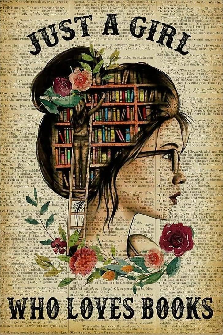 Amazon.com : XMDDX Just A Girl Who Loves Books Home Decor Art
