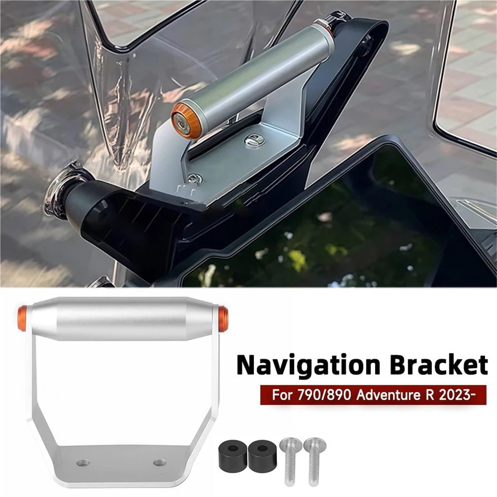 Motocicleta GPS Soporte De Navegación Soporte de navegación para Motocicleta Compatible con KTM 790/890ADV R Adventure 2023, Soporte para teléfono, Parabrisas y GPS.(12MM)