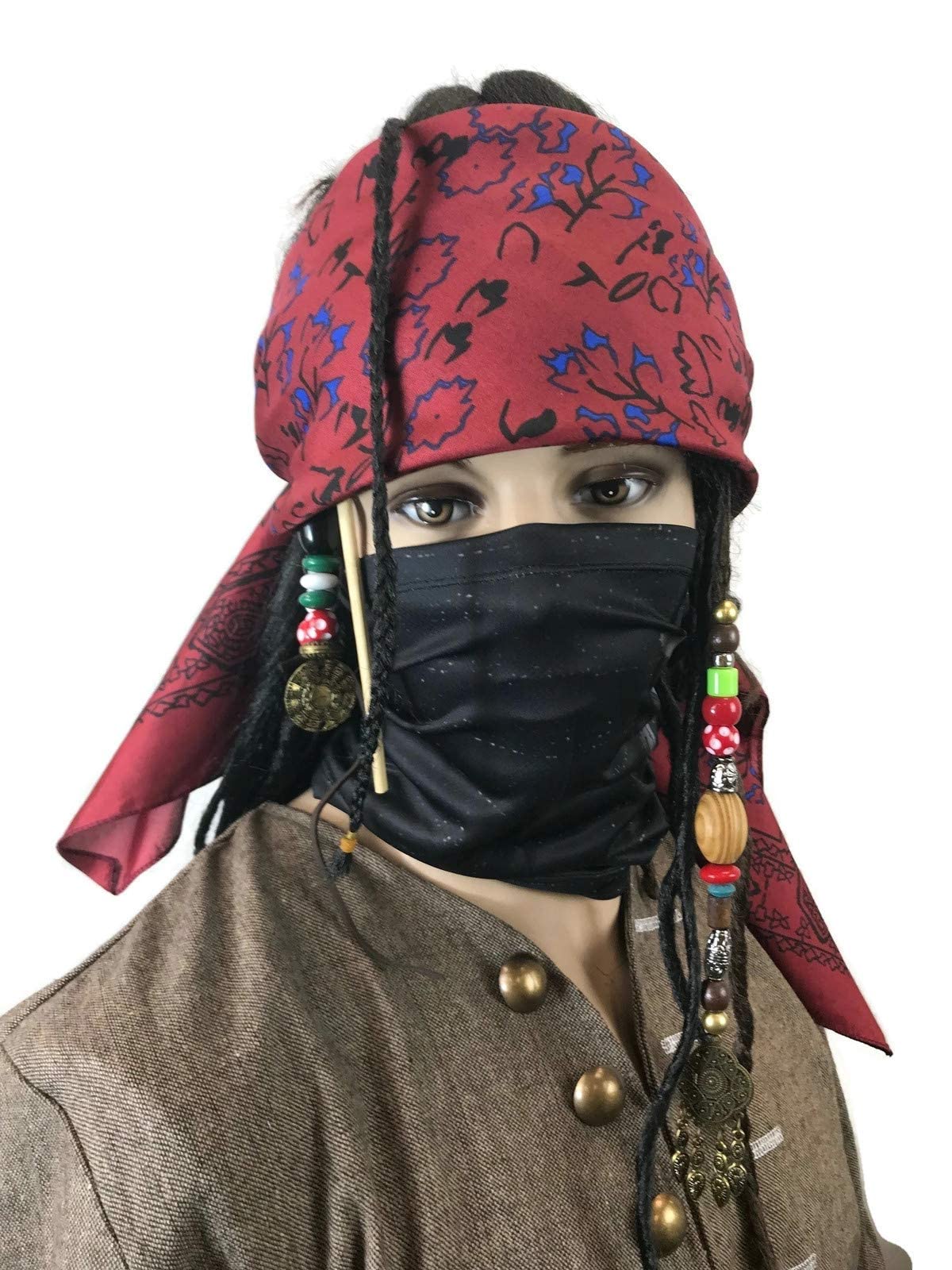 Costumeteers Perle De Cheveux Pirate Jack Sparrow – Clip Noir Et Or – Accessoire Perruque Adulte Unisex – Halloween, Noël