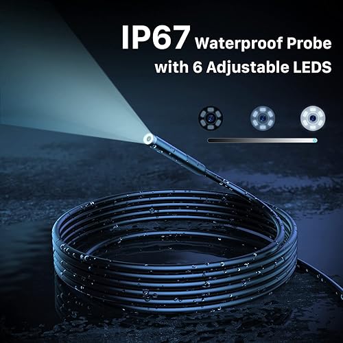 Miniatura 4 de Endoscopio inalámbrico, boroscopio industrial Wi-Fi con 6 luces LED, cámara USB tipo C serpiente de 0.311 in, cámara de inspección IP67 impermeable