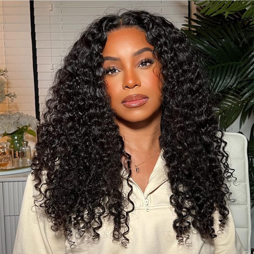 Curly Human Hair Wig Glueless 13x6 Lace Front Human Hair Wigs 180Density Brazilian Virgin Hair Curly Wig with baby hair for Black Women 14inch Natural Color