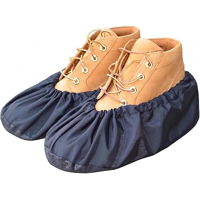 MyShoeCovers Premium Reusable Shoe and Boot Covers for Contractors - 1 Pair, Non-Slip, Black, Large