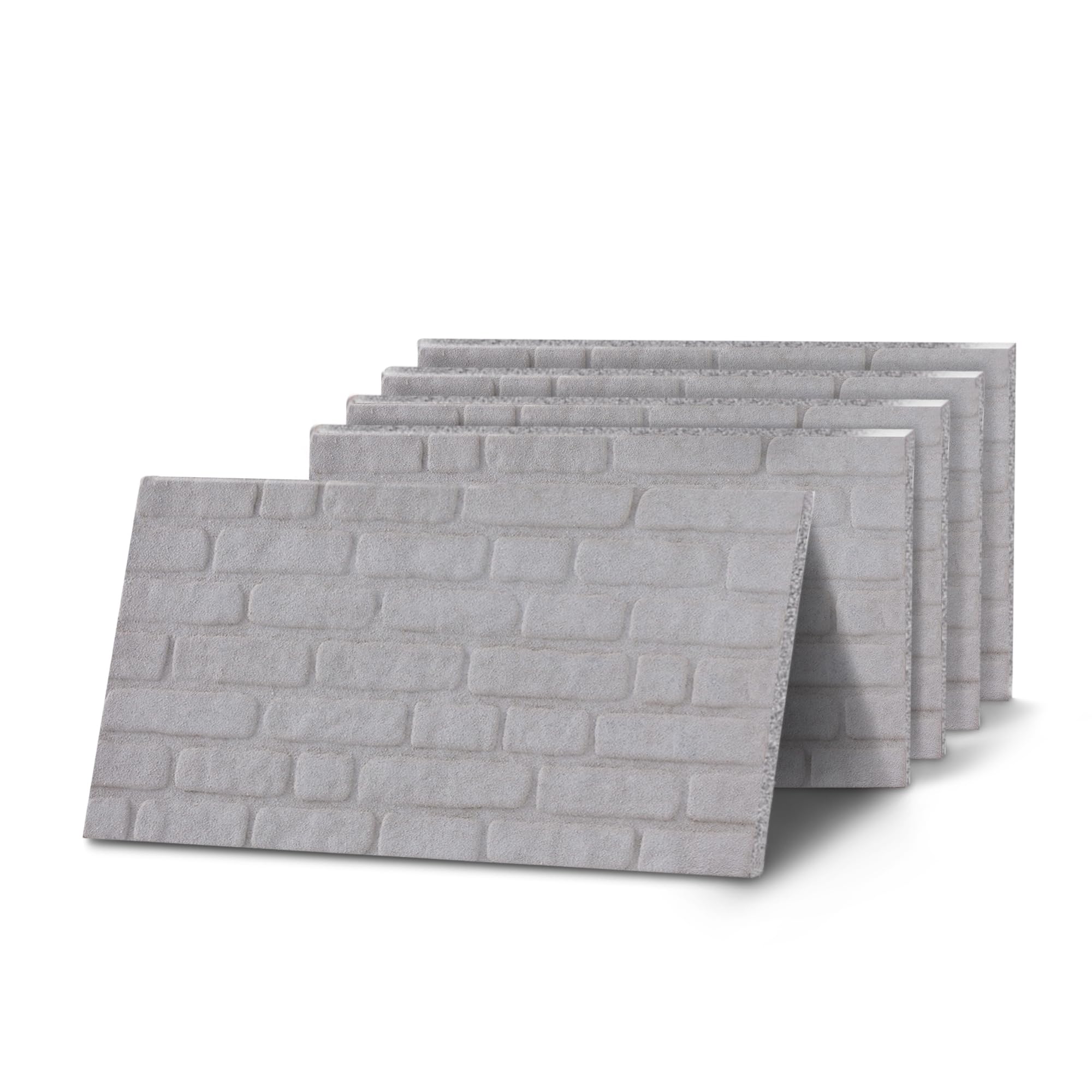 K&B Panels 3D Wall Panels, Rustic Brick Effect Styrofoam Wall Panelling Kit, Lightweight, Easy to Install, Dual Insulation to Reduce Acoustic Noise, Indoor & Outdoor (Rustic White) (5 Panels)