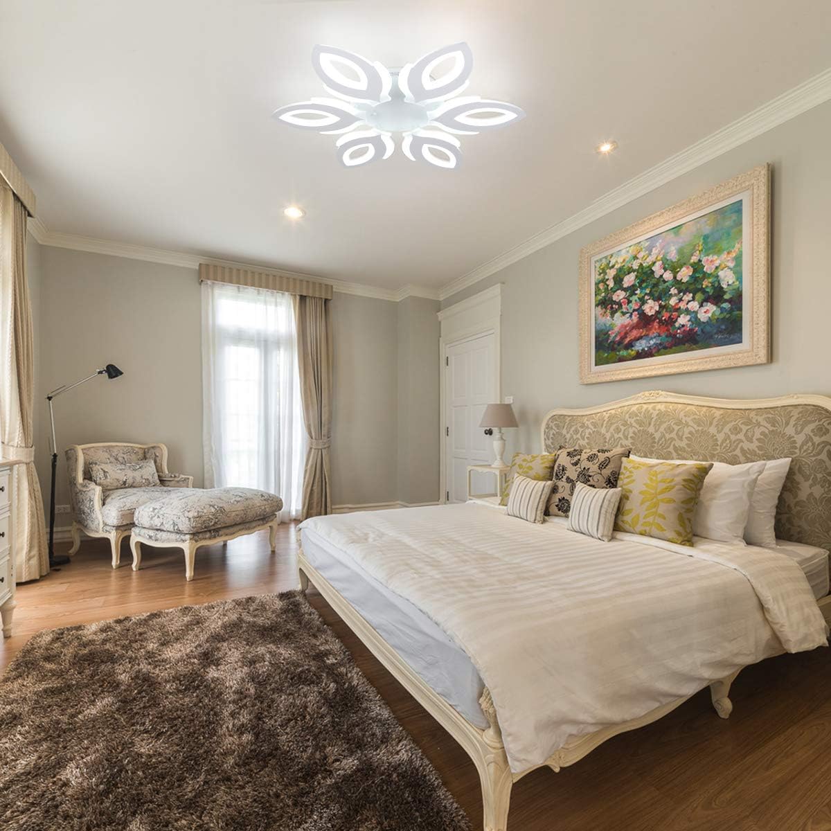 Gеt Sресіаl Prісе Ganeed LED Ceiling Light,90W Acrylic Flush Mount Ceiling Light Fixture,Modern Flower Design LED Chandelier Lighting for Living Room,Bedroom,Dining Room,Cool White/6500K