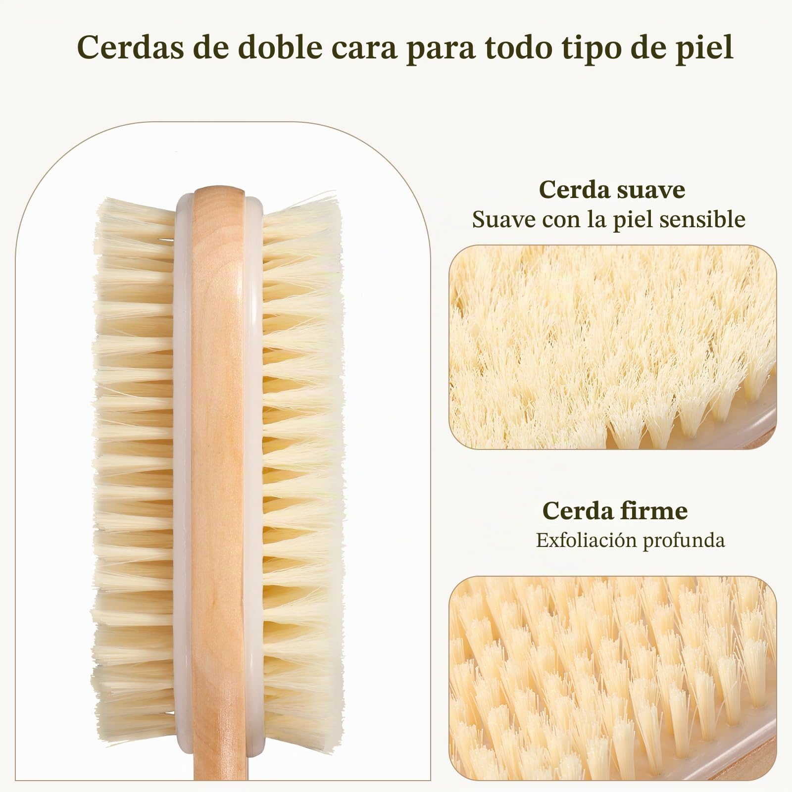 Blendura Cepillo Exfoliante Corporal Mango Largo, Uso Seco y Húmedo, Cepillo de Ducha para Cuerpo y Espalda, 43 cm Longitud