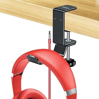 urmust Headphone Stand, Swivels Headset Stand - Universal Aluminum Gaming Headset Holder Under Desk, Supporting Kids Headphones, Wired Headphones, Sony, Beats, xBox, etc (Gray)
