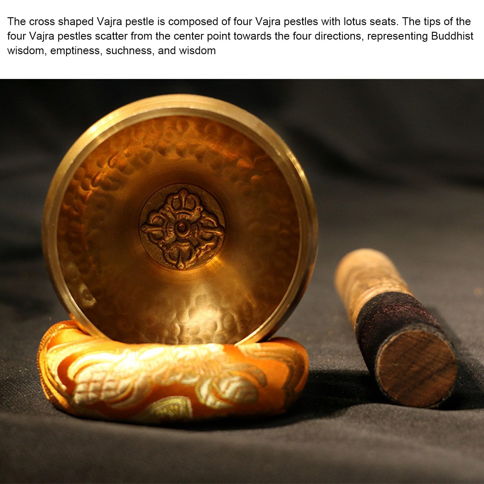 Mała tybetańska misa dźwiękowa Singing Bowl, ręcznie młotkowana w Nepalu, do akcesoriów do medytacji, mini misa dźwiękowa z poduszką pierścieniową i drewnianym okruchem, 8 cm