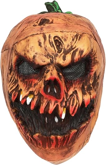 Halloween Pumpkin Mask Scary Creepy Horror Pumpkin Full Head Latex Mask Costume Props Pumpkin Decoration for Adults