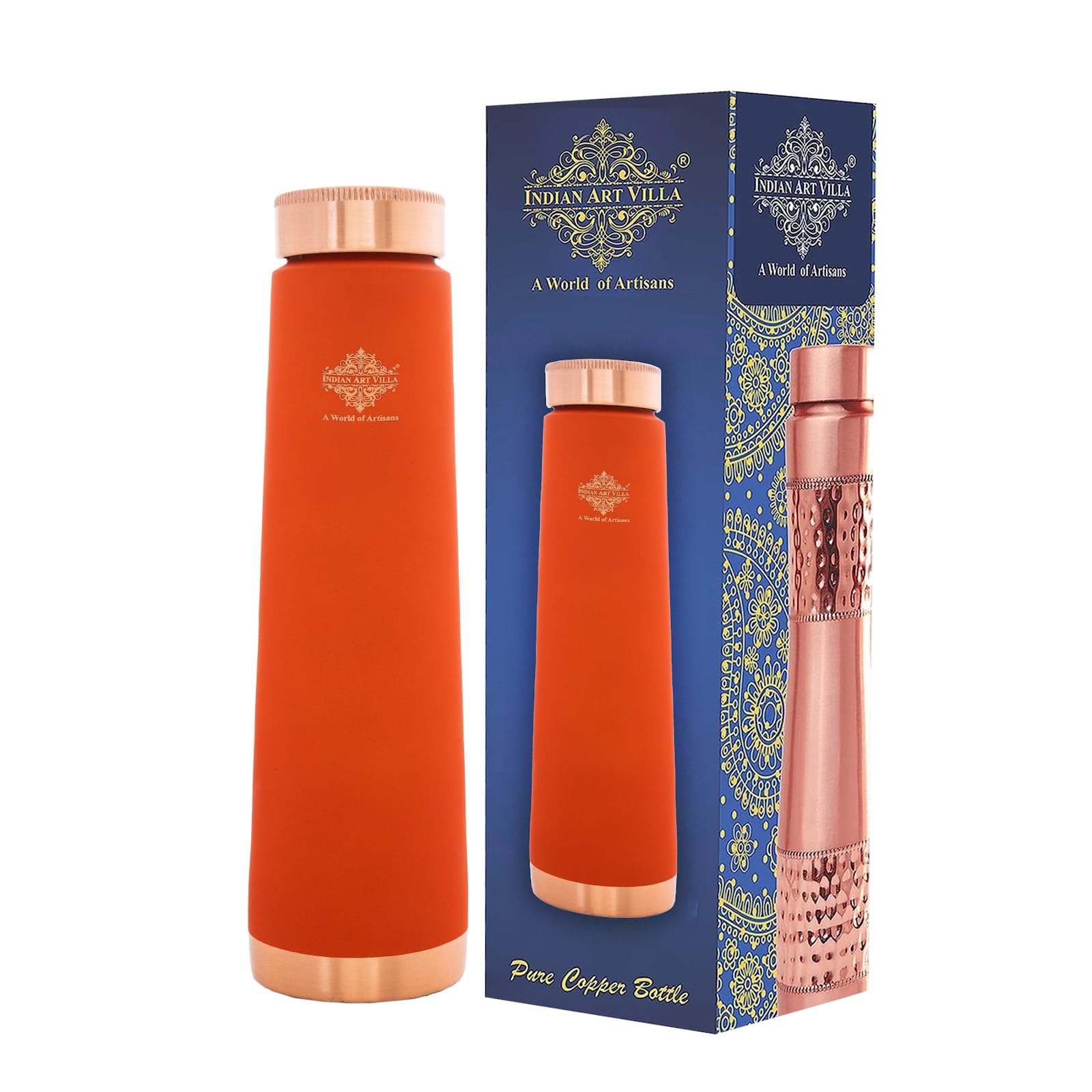 Copper Water Bottle - Ayurvedic Health & Silk Print -21