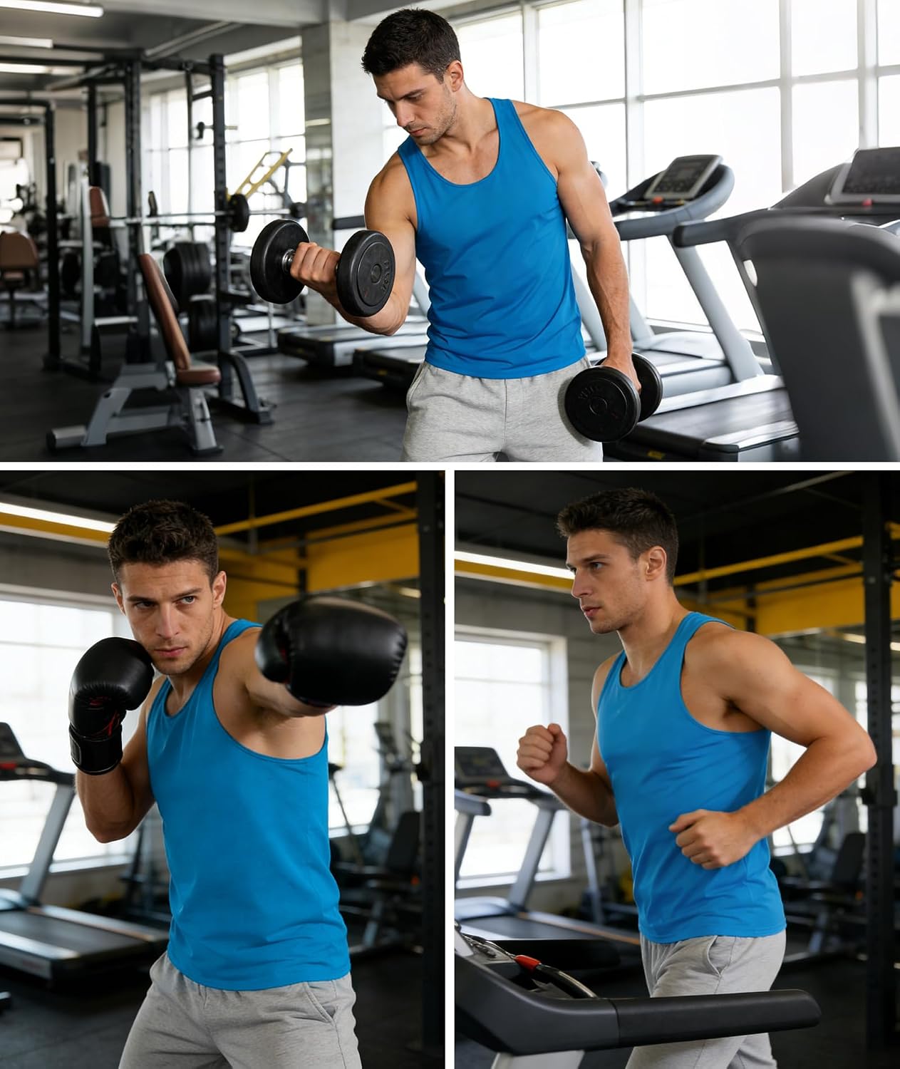 Little Beauty Men's Tank Tops 5 Pack, Moisture Wicking Sleeveless Shirts for Men Summer Athletic Undershirts UPF 50+