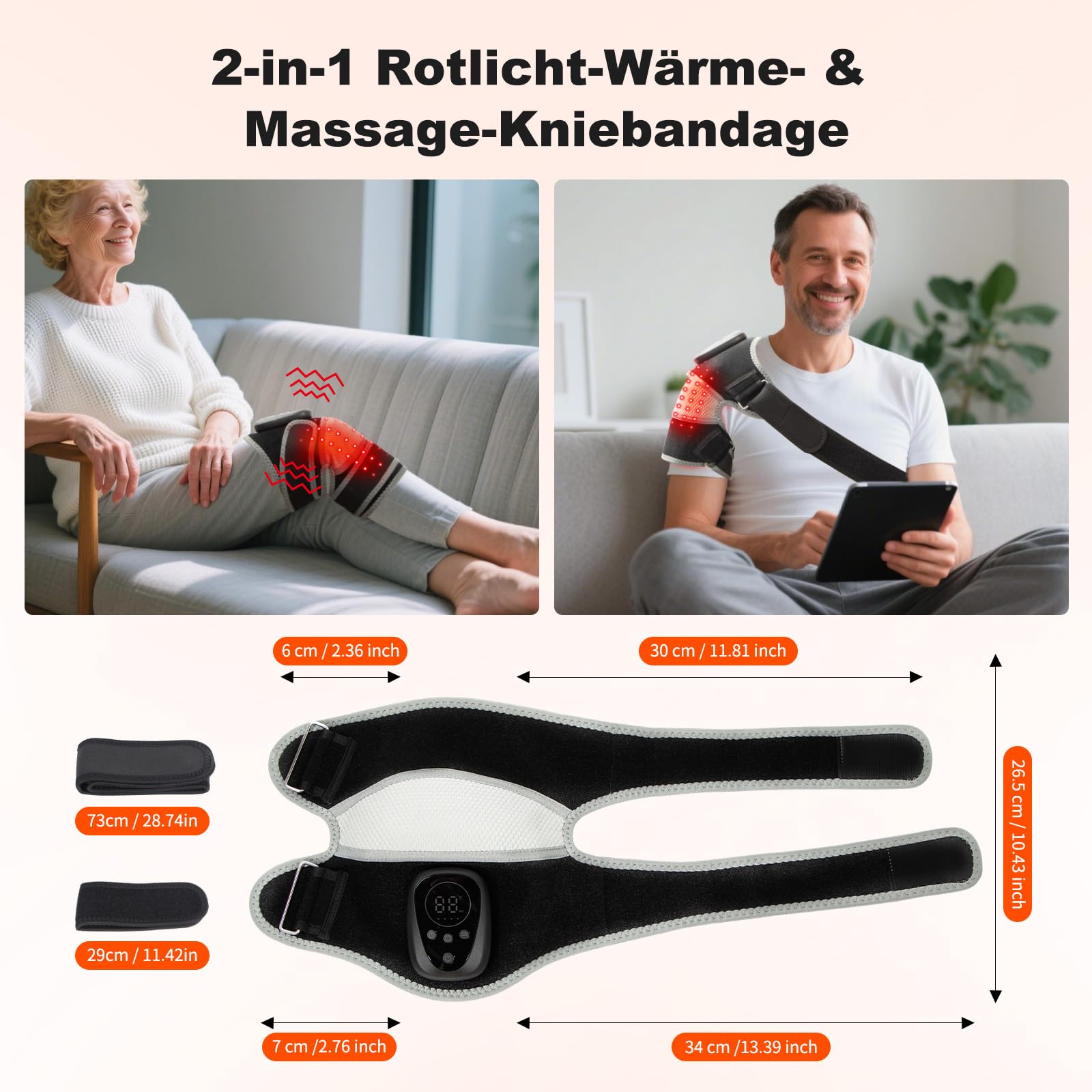 HONGJING Rotlicht-Heizknie-Massagegerät zur Schmerzlinderung, 5 Massageintensitäten, 6 Heizstufen und Timer, verstellbare Stütze für Frauen und Männer zur Entspannung von Knie und Schulter