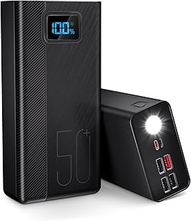 Power Bank 50000mAh：22.5W Batterie Externe à Chargement Rapide avec Grande capacité et 5 Sorties et 3 entrées 2.5× 20000 mAh Power Bank Fast Charging