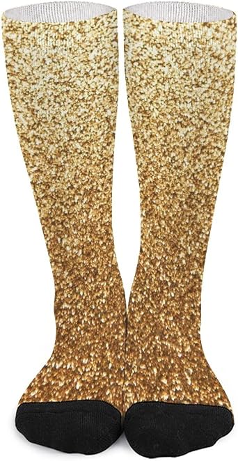 Mens Gold Dust, Shimmering Golden Socks, Stockings, Warm, Autumn/Winter, Sports, Running, Stylish, Breathable, Sweat Absorbent, Quick Drying, Odor Resistant, Casual, Cute Gift, Style-2
