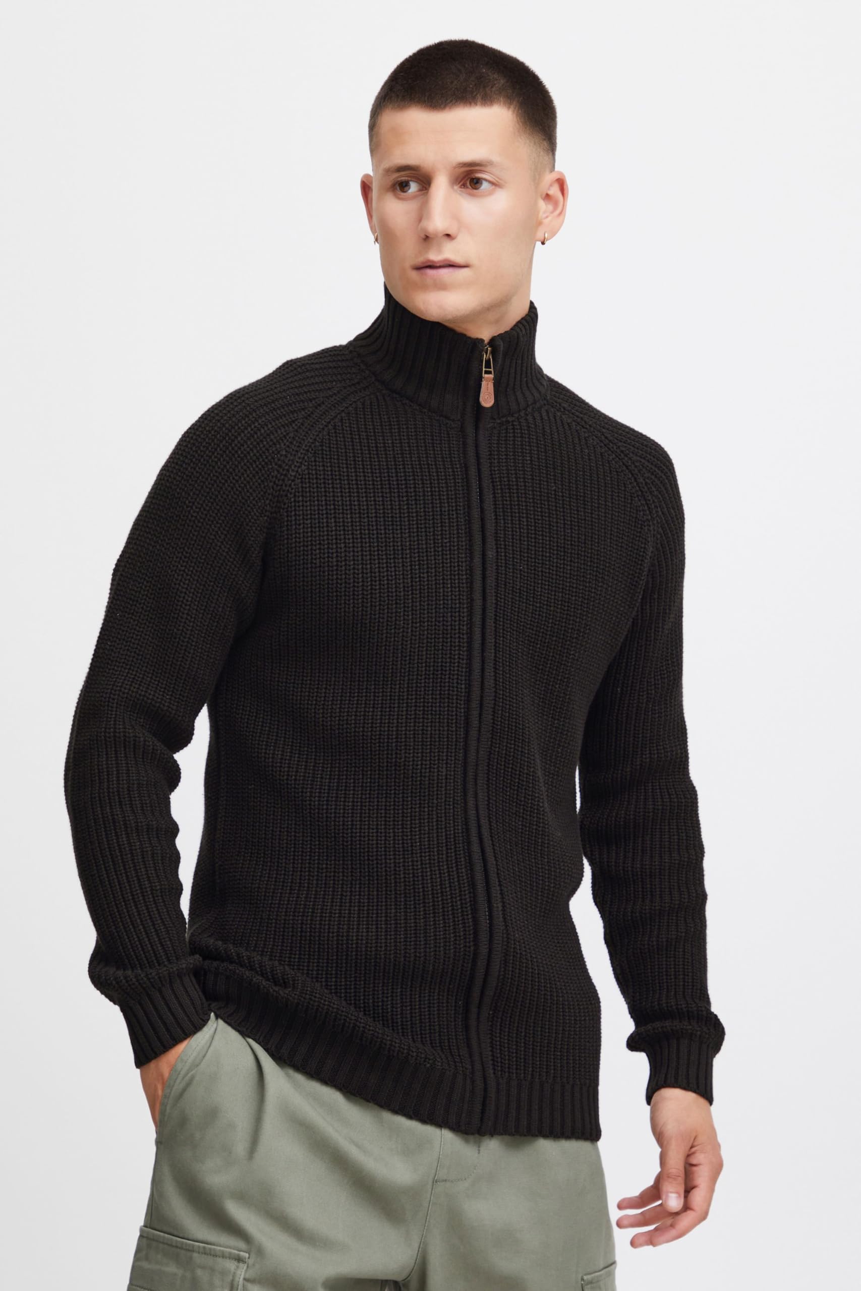 !Solid Xenos Cardigan Giacca in Maglia Grossa Maglieria da Uomo con Collo Alto in Cotone 100%