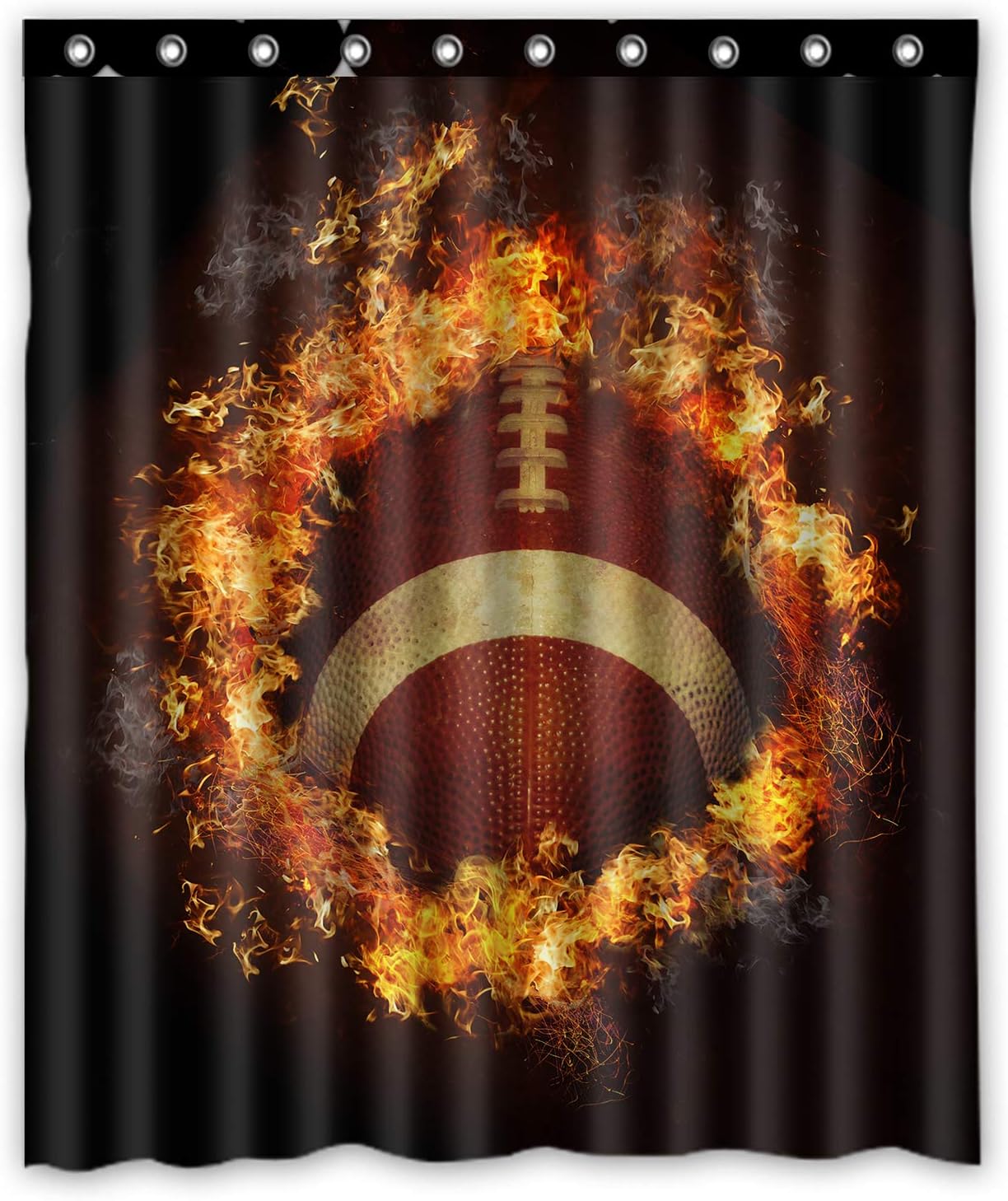 Spirit of Flaming American Football Waterproof Polyester Fabric Shower Curtain 60 x 72 Inches