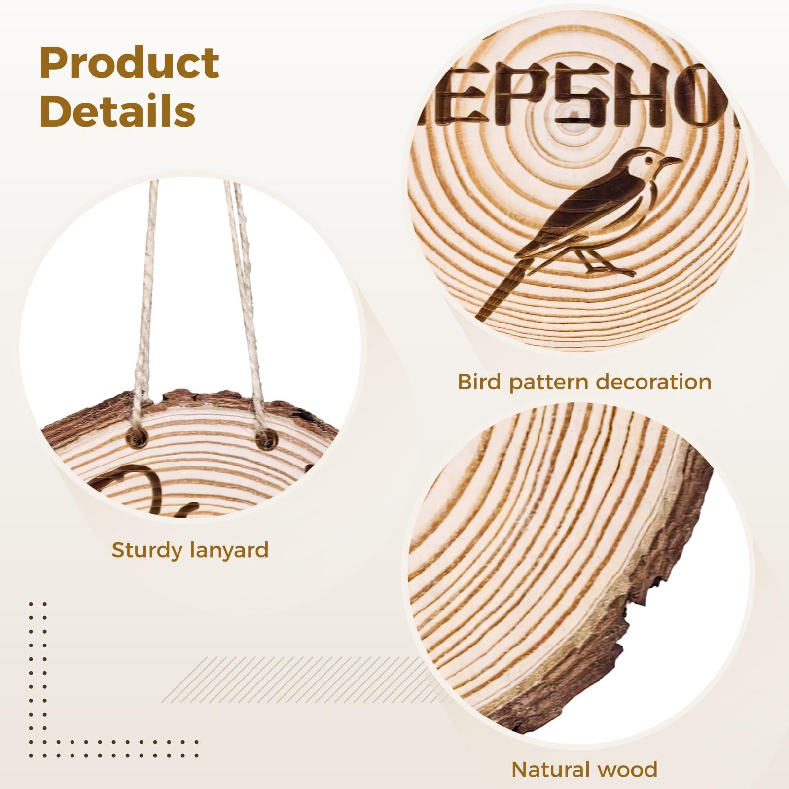 Holz Vogel-Futter-Schild beidseitig graviert, handgeschnitzte Gartenplakette, besondere Outdoor-Deko für Hof und Garten, witziges Geschenk für Opa, liebevolle Geschenkidee für Großvater