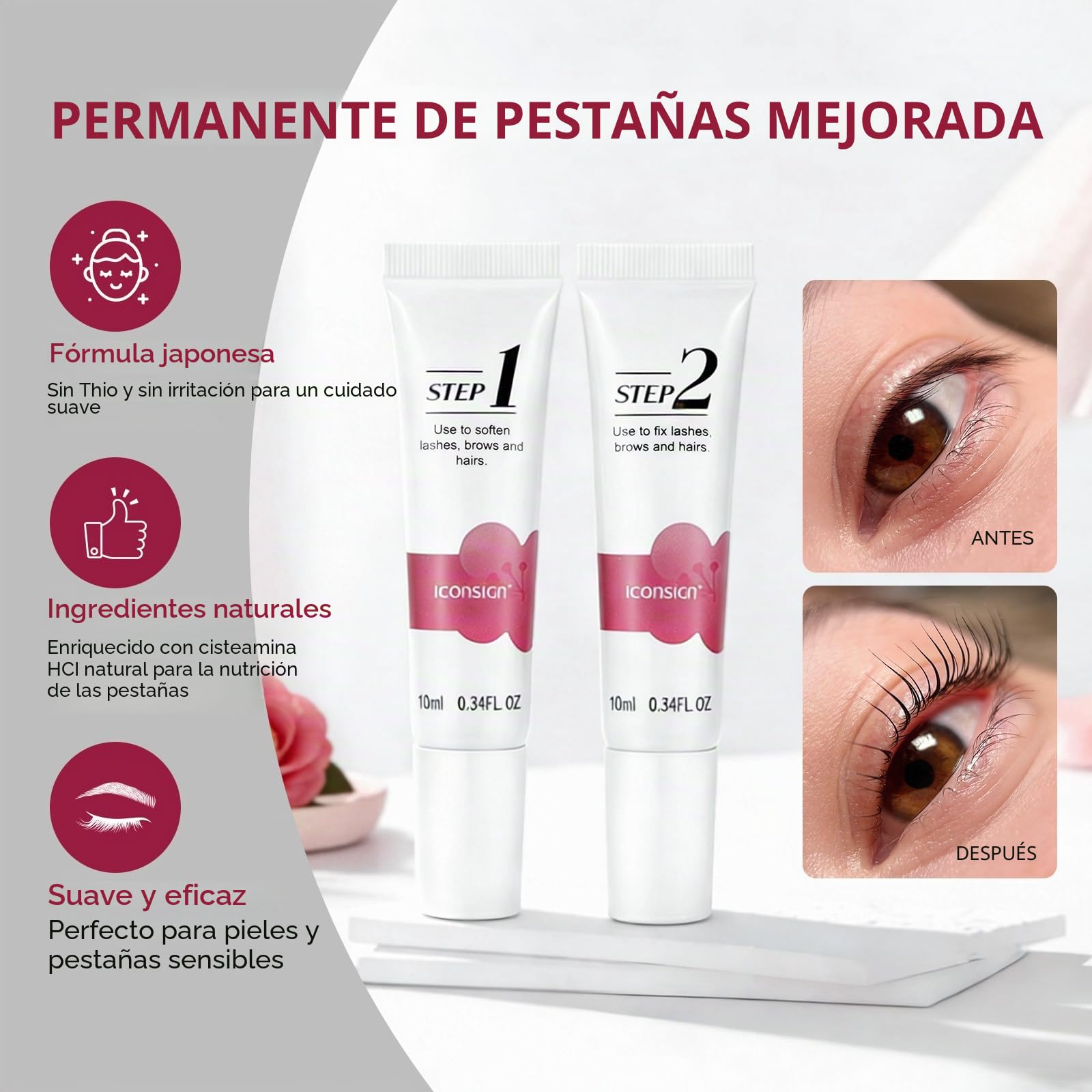 ICONSIGN Kit de lifting de cejas 2 en 1 con fórmula de extracto de plantas – Bálsamo profesional de permanente y peinado, duración de 8 a 10 semanas