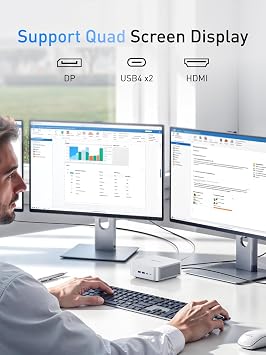 MINISFORUM AI Mini PC M1 Pro-125H with Intel Core Ultra 5 Processor 125H (14C/18T, up to 4.5GHz), 32GB DDR5, 1TB PCIe4.0 SSD, Triple Display with HDMI 2.1/USB4/DP, 5X USB Ports, WiFi 7, BT5.4
