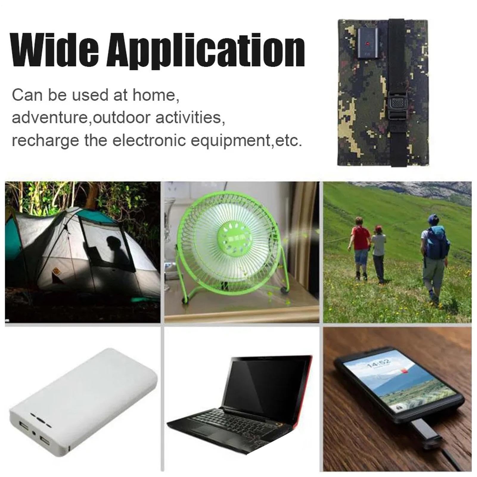 Chargeur solaire portable, panneaux solaires pour camping Chargeur pliable