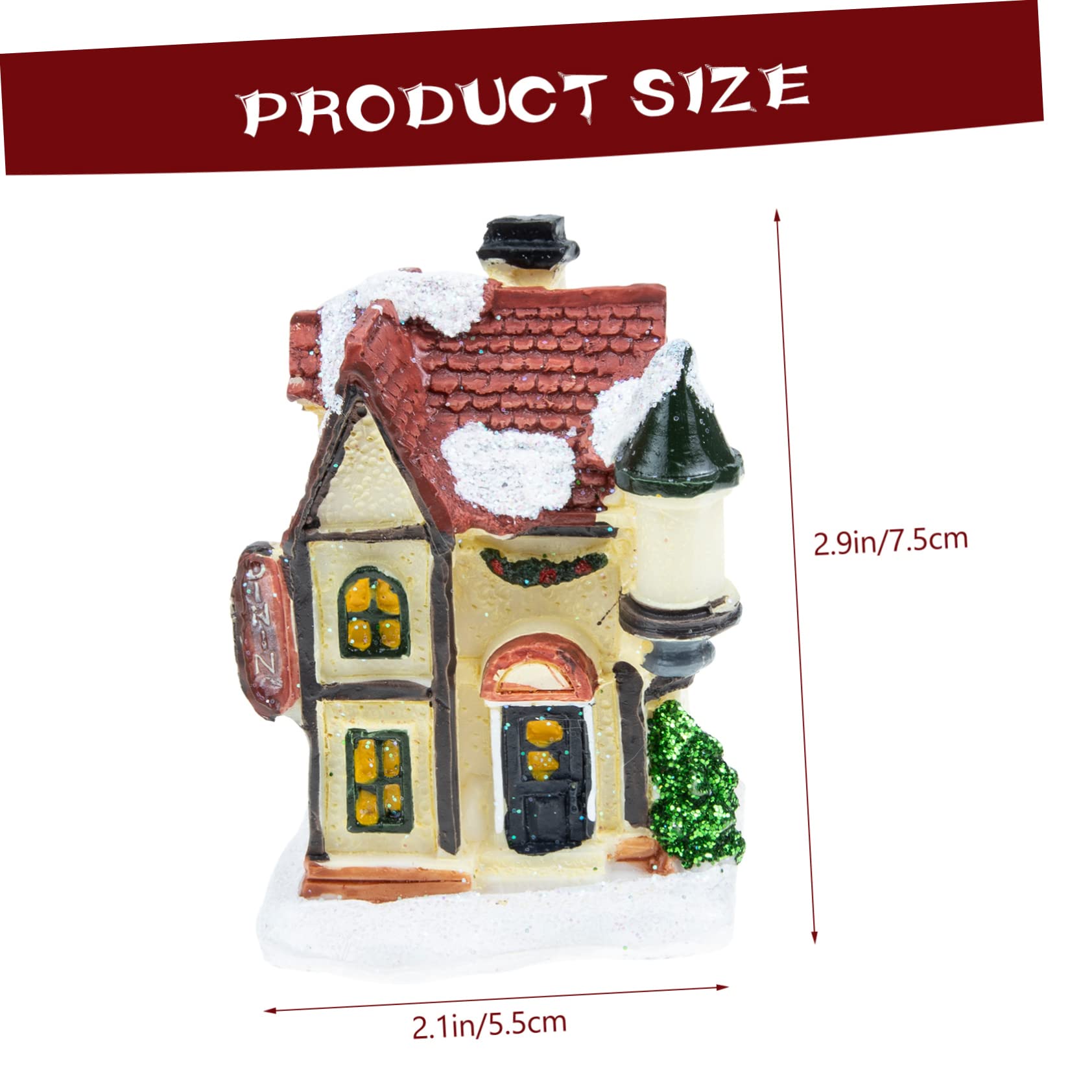 Ciieeo Holiday Landscape Decor Resin Christmas House with LED Lights for Festive Tabletop Xmas Adornment for Home Office Entryway and Decoration